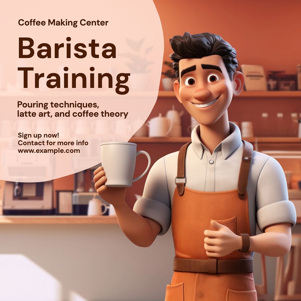 Barista training Instagram post template, editable text