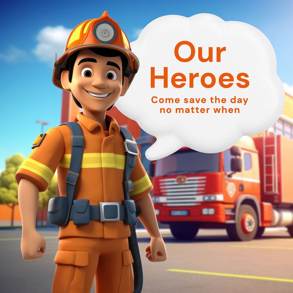 Firefighter service Instagram post template, editable text