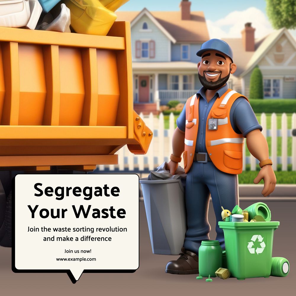 Waste sorting Instagram post template, editable text