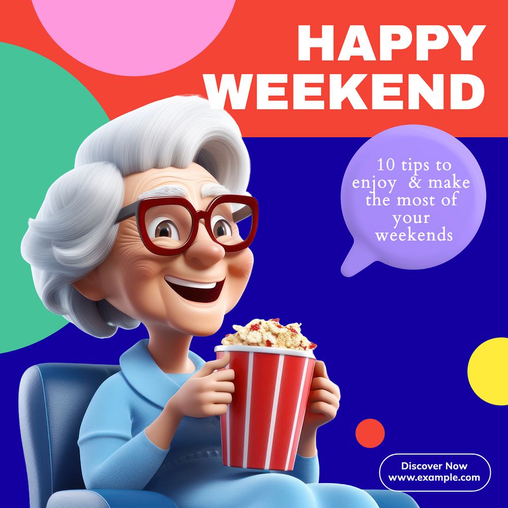 Happy weekend Instagram post template, editable text