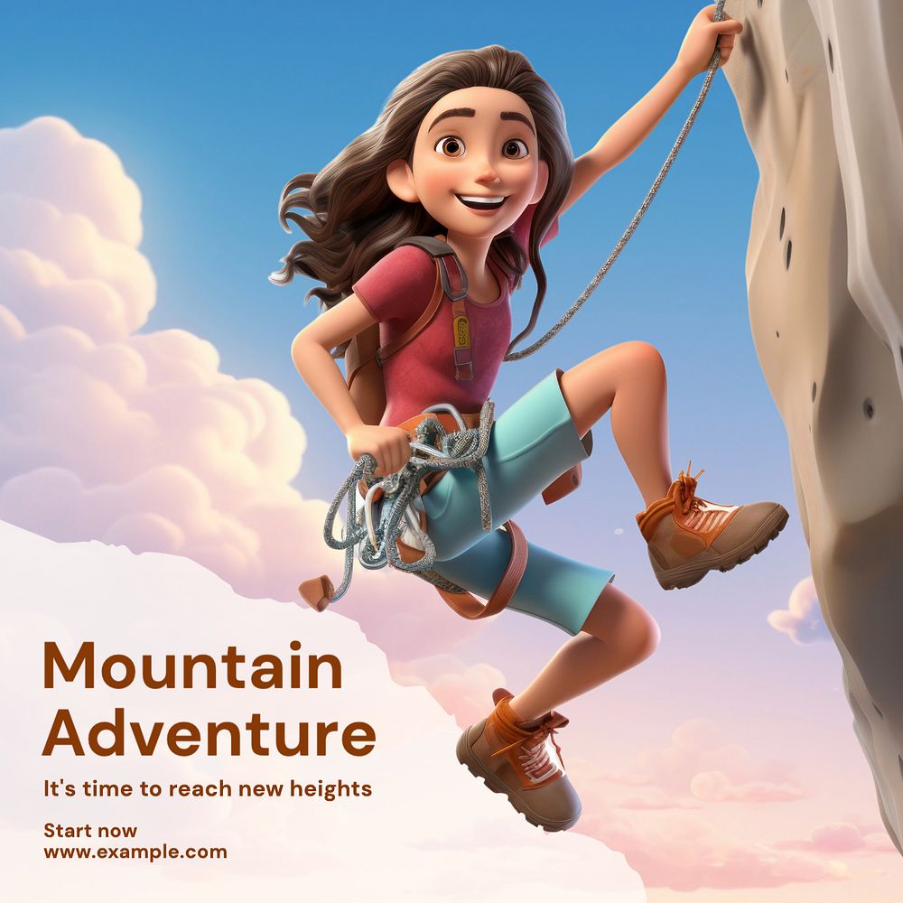 Mountain adventure Instagram post template, editable text