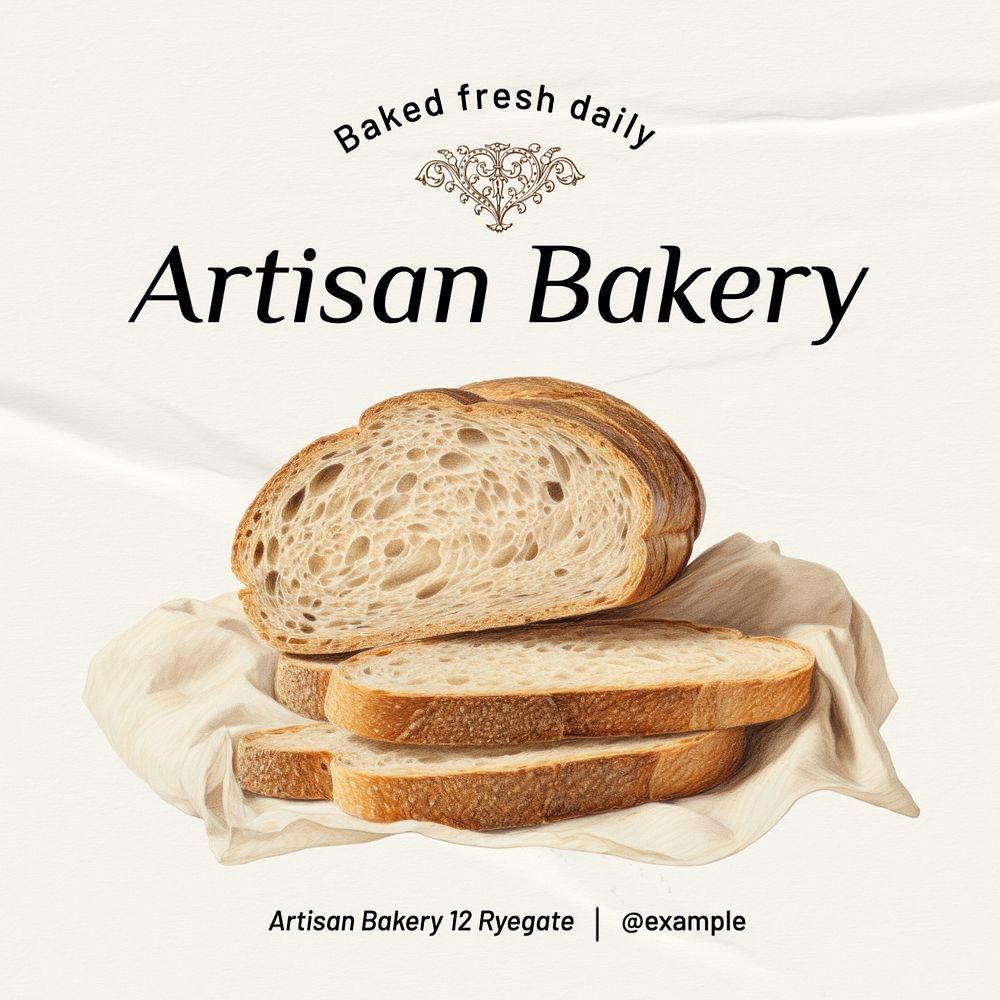 Artisan bakery Instagram post template, editable text