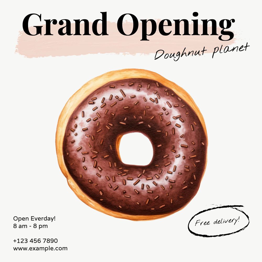 Grand opening Instagram post template, editable text