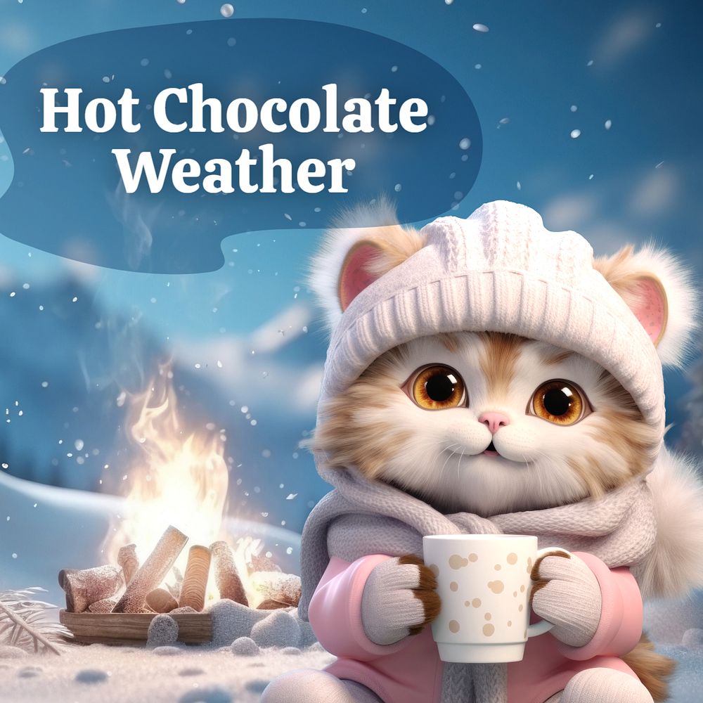 Hot chocolate weather Instagram post template, editable text