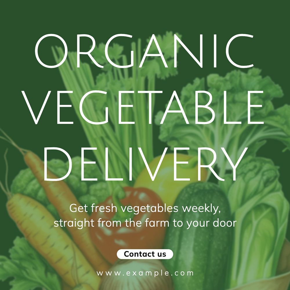 Organic vegetable delivery Instagram post template, editable text