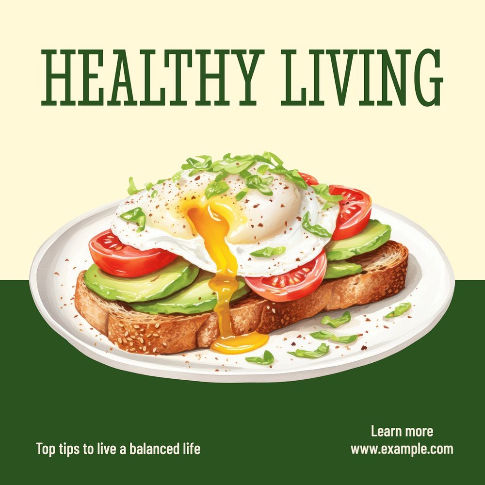 Healthy living Instagram post template, editable text