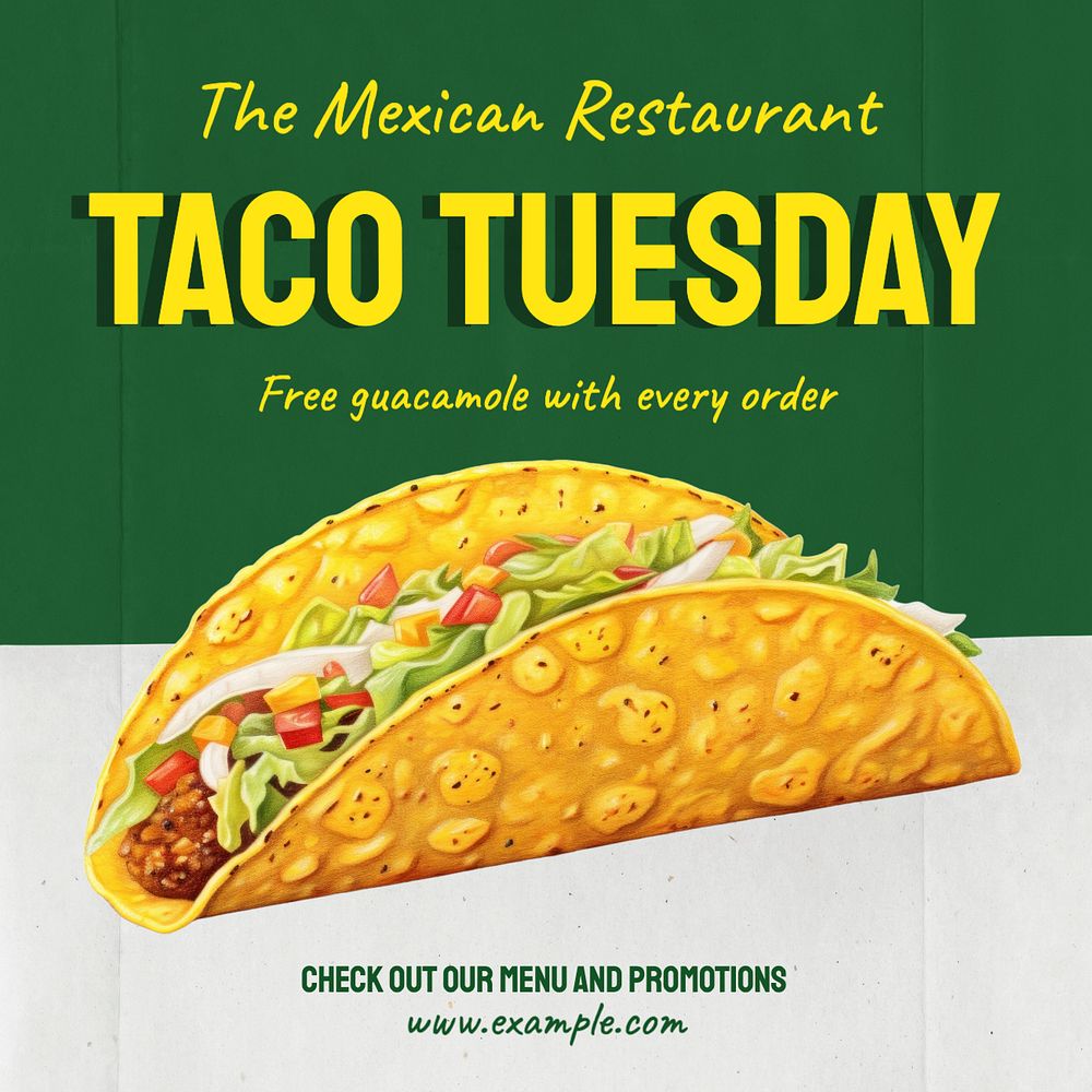 Taco Tuesday Instagram post template, editable text