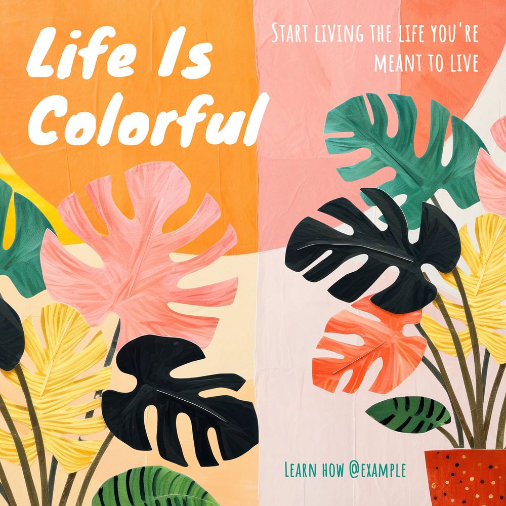 Colorful life Instagram post template, editable text