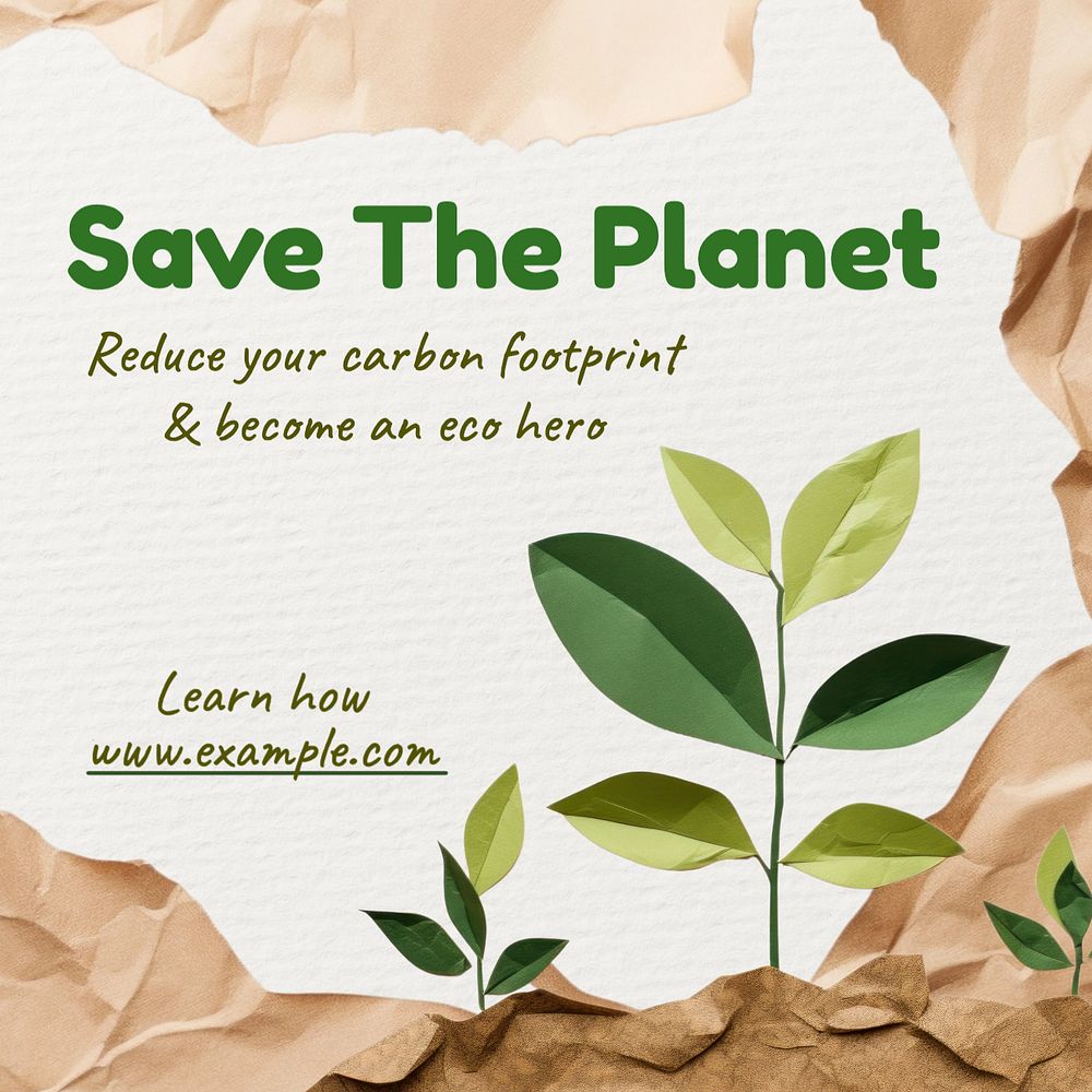 Save the planet Instagram post template, editable text