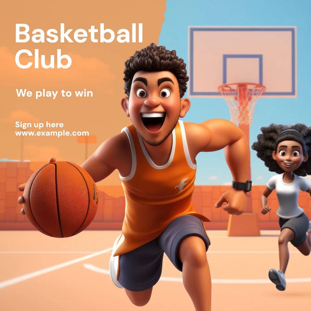 Basketball club Instagram post template, editable text