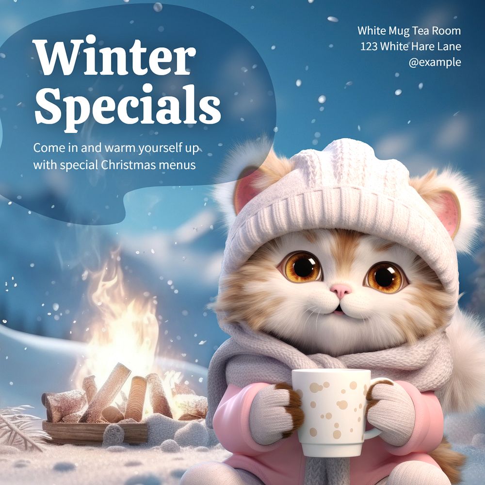 Winter special menu Instagram post template, editable text