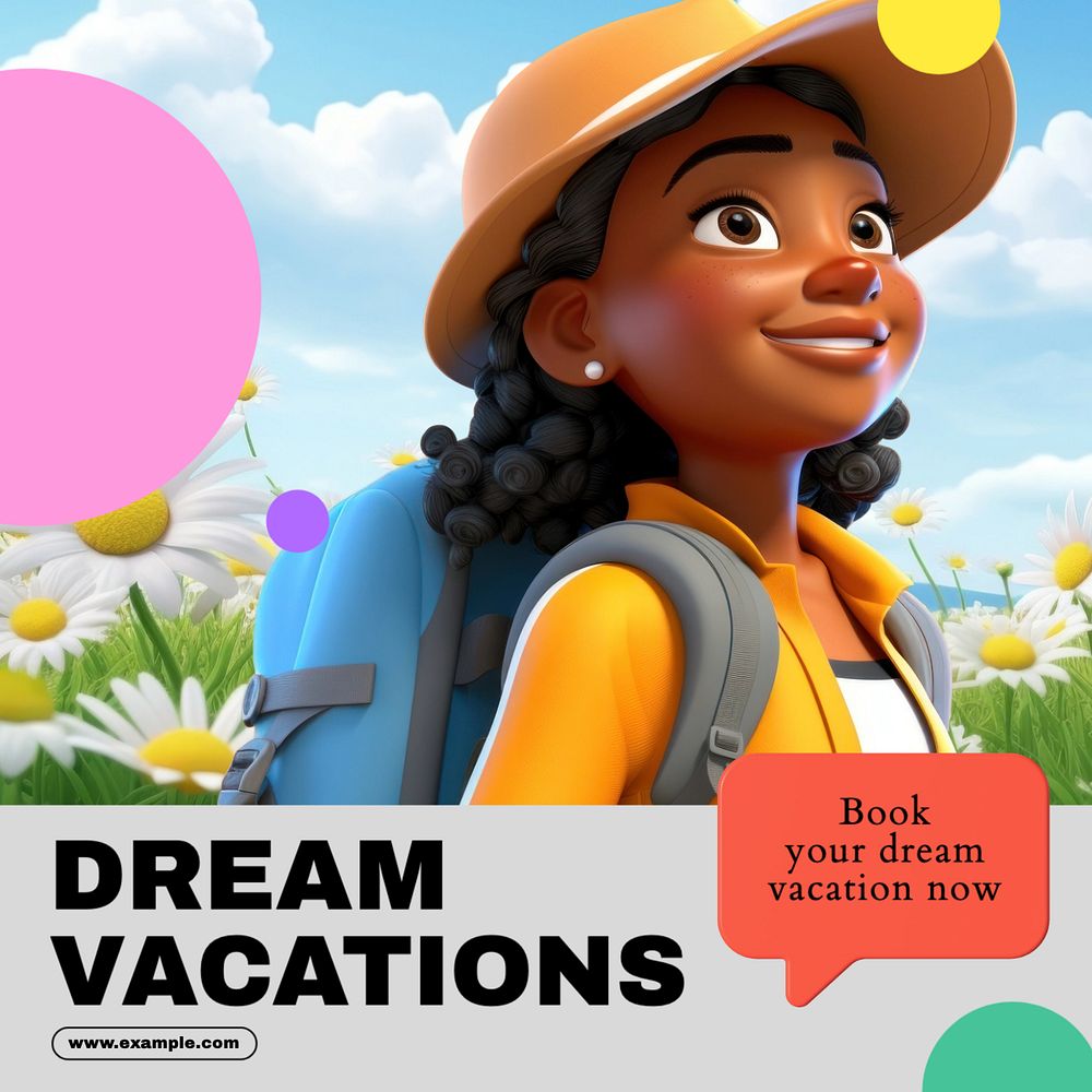 Dream vacation Instagram post template, editable text