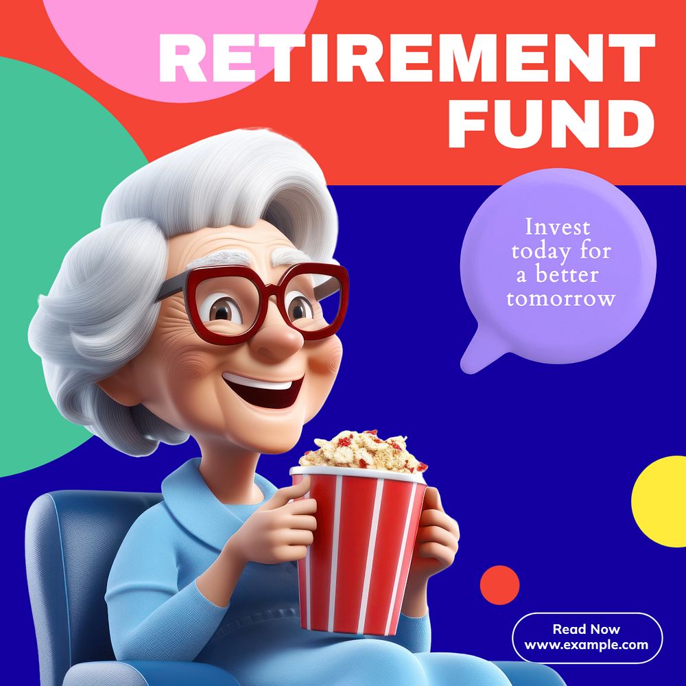 Retirement fund Instagram post template, editable text