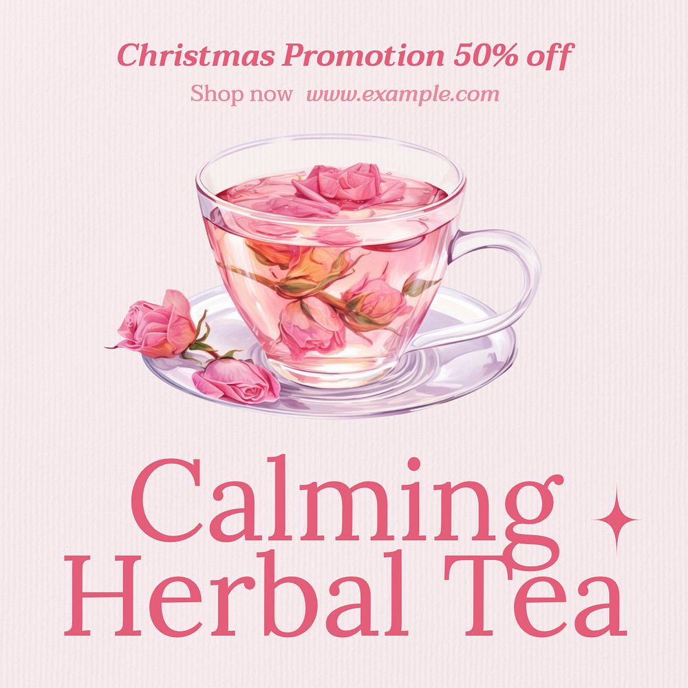 Calming herbal tea Instagram post template, editable text