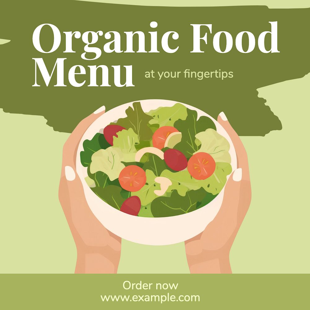 Organic food menu Instagram post template, editable text