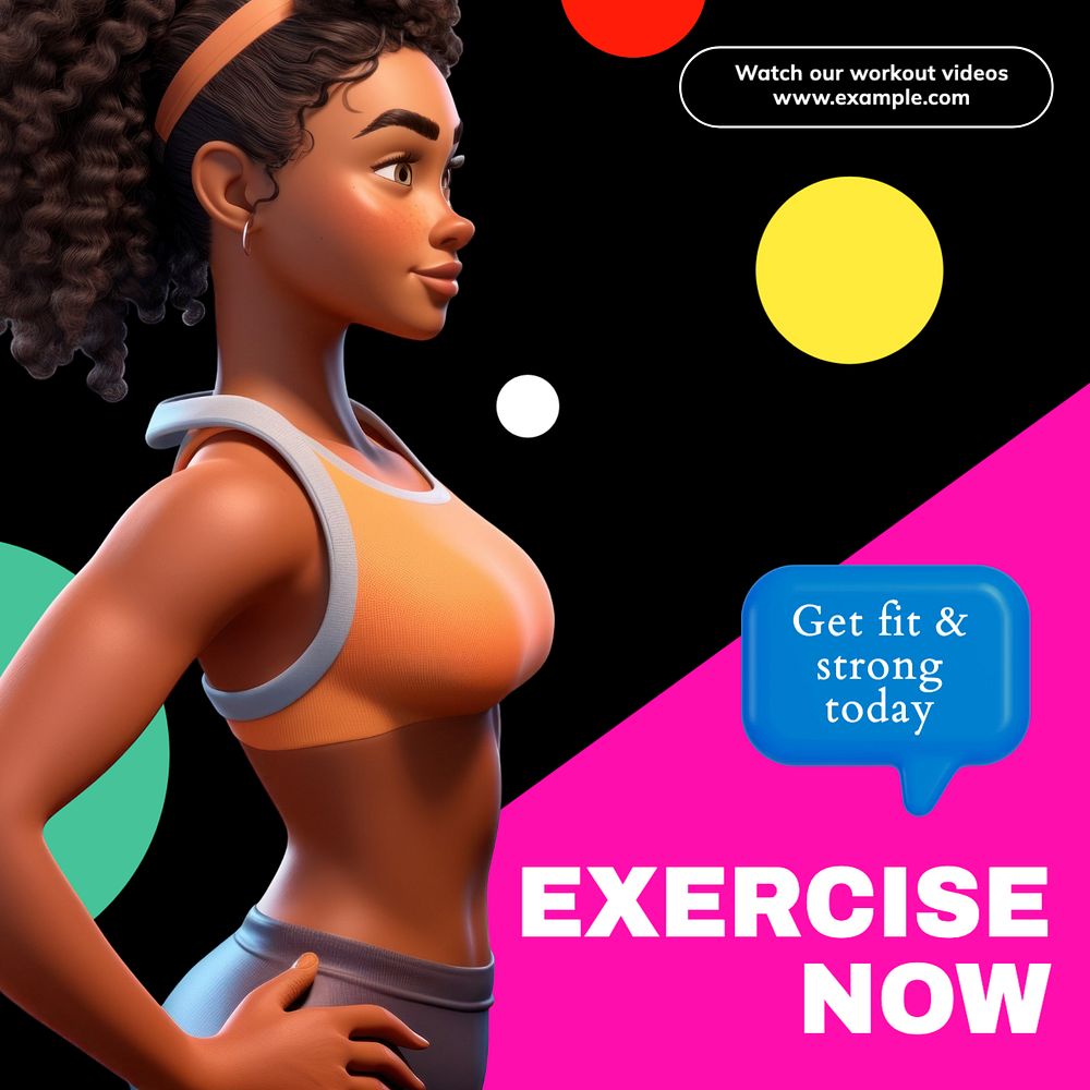 Exercise now Instagram post template, editable text