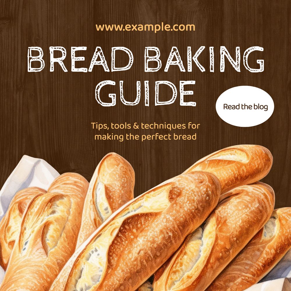 Bread baking guide Instagram post template, editable text