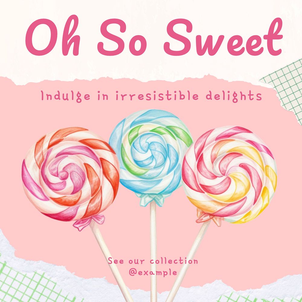 Sweets Instagram post template, editable text