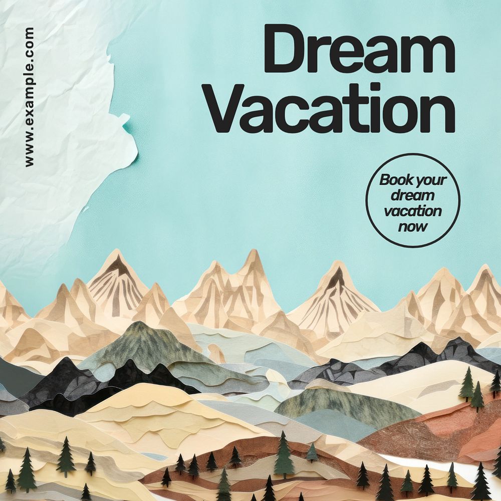 Dream vacation Instagram post template, editable text