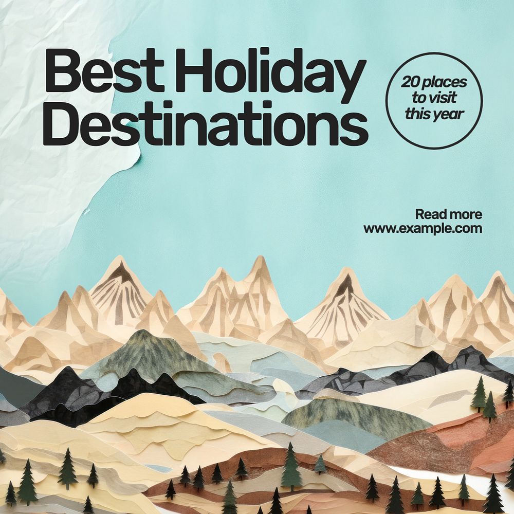 Best holiday destinations Instagram post template, editable text