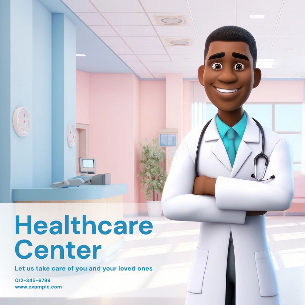 Healthcare center Instagram post template, editable text