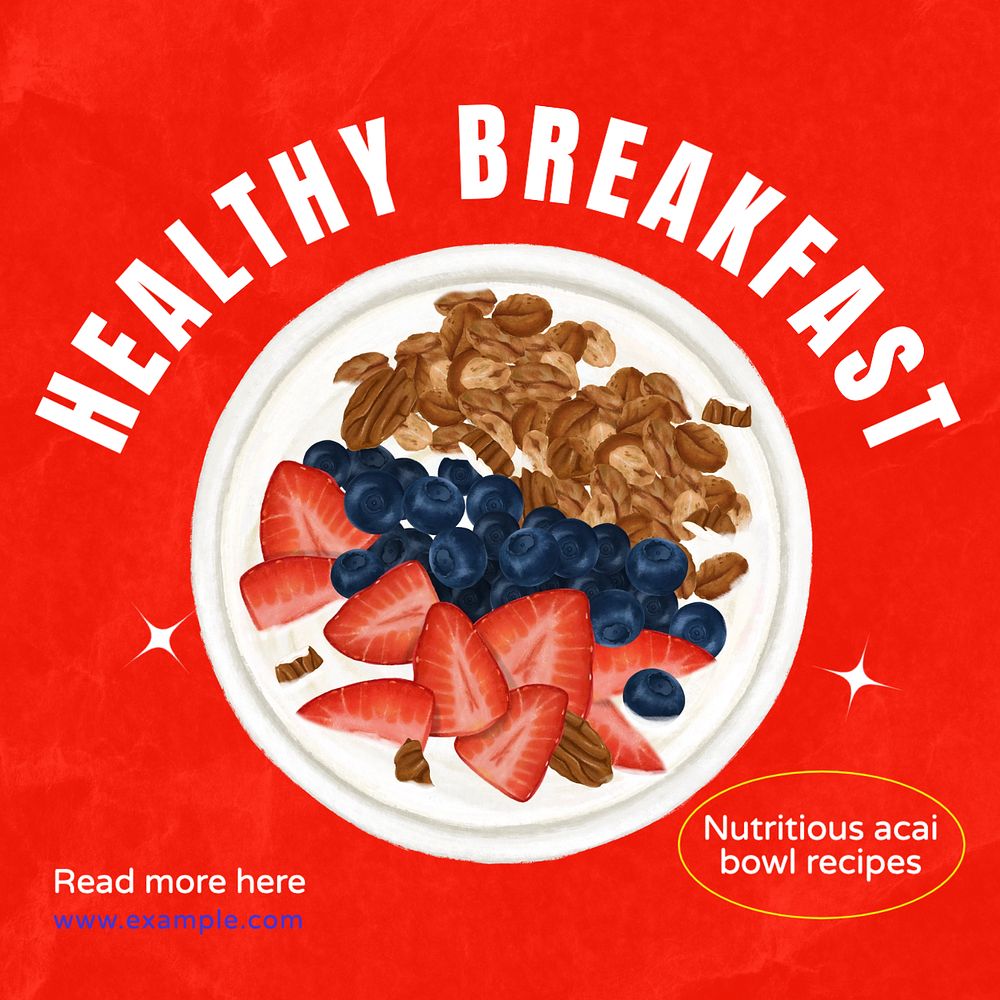 Healthy breakfast Instagram post template, editable text