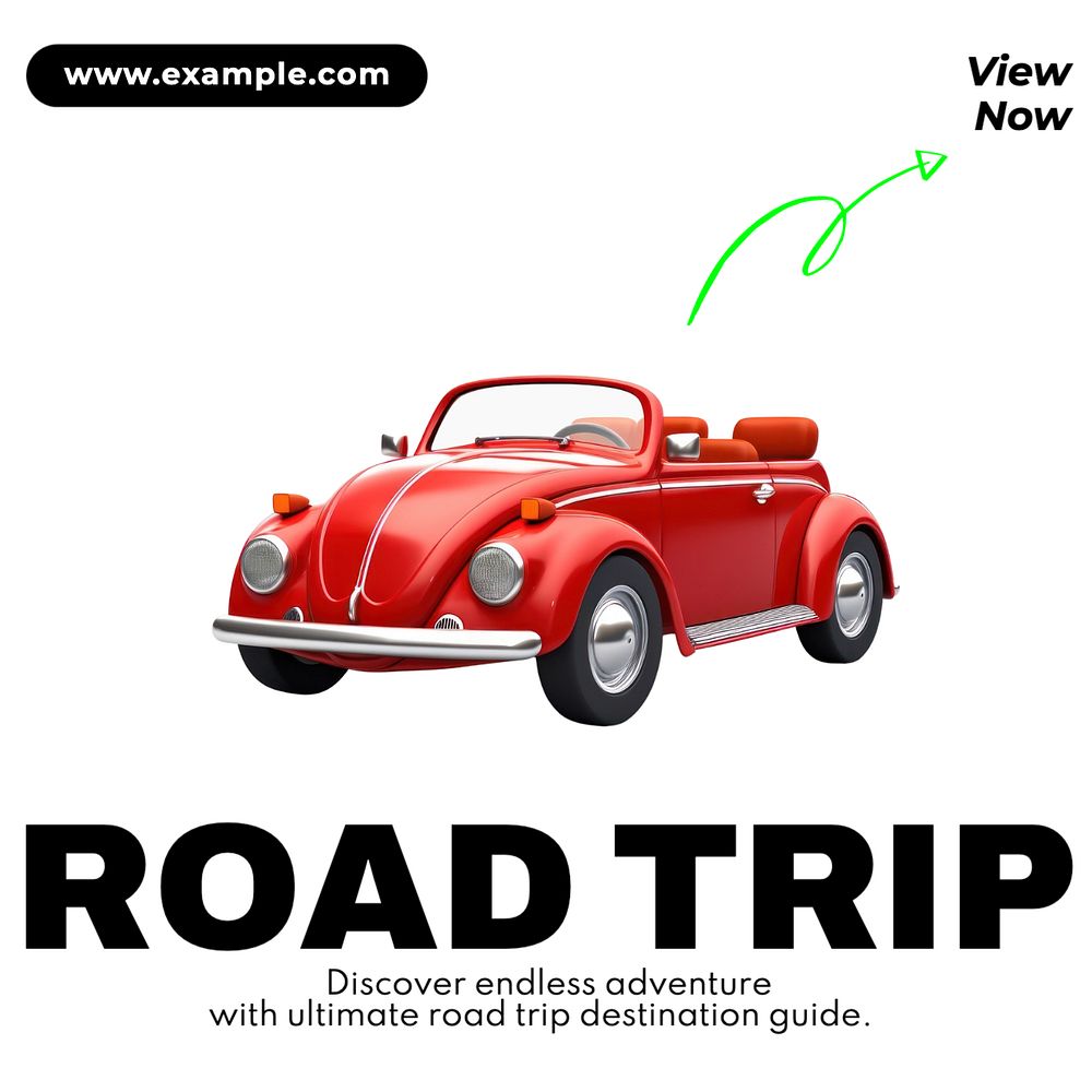 Road trip Instagram post template, editable text