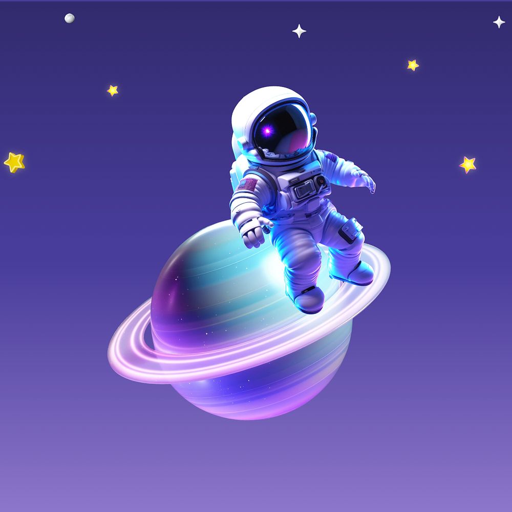 Astronaut astronomy 3D Saturn illustration, editable design