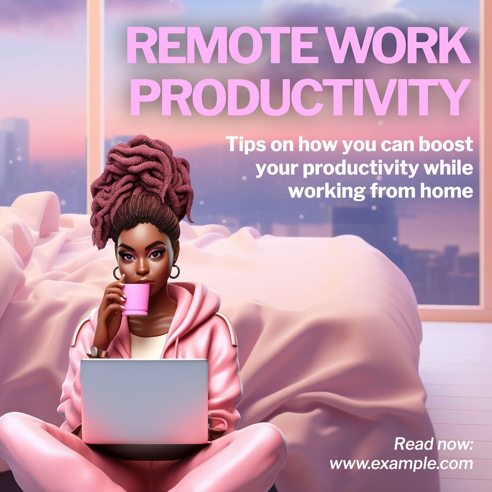 Remote work success Instagram post template, editable text