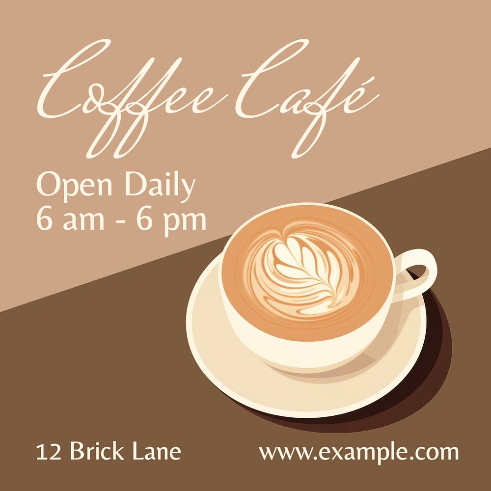 Coffee cafe Instagram post template, editable text