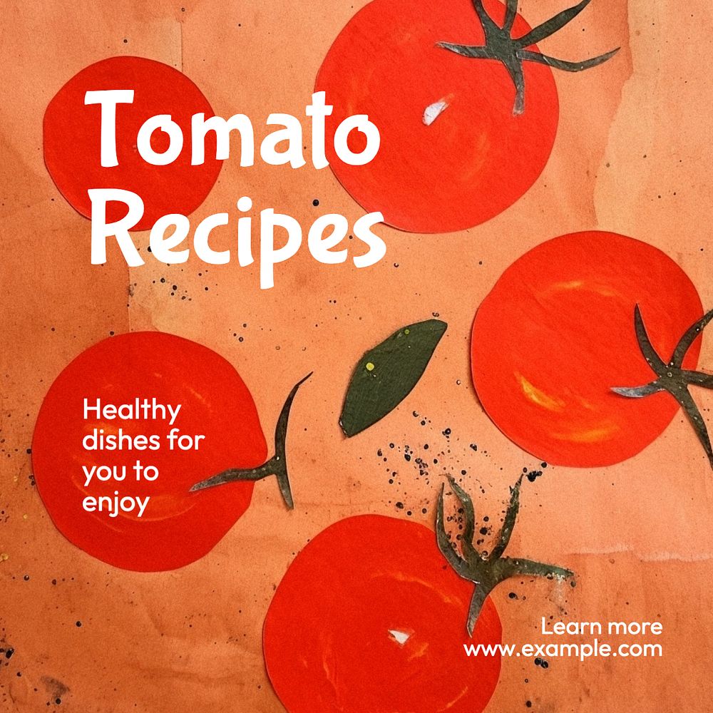 Tomato recipes  Instagram post template, editable text