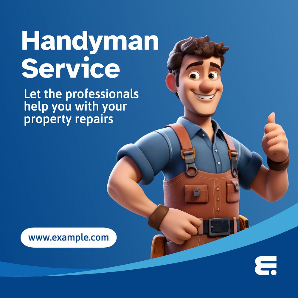 Handyman service Instagram post template, editable text