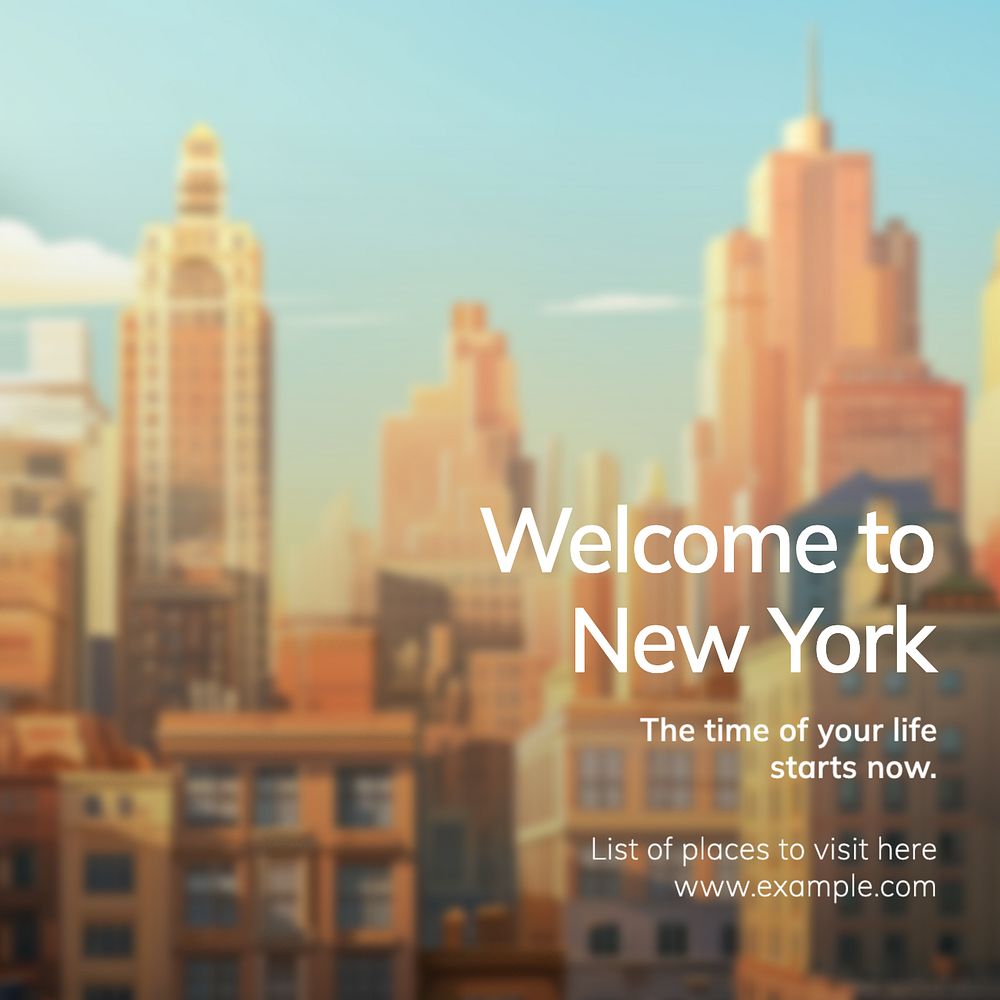 New York Instagram post template, editable text