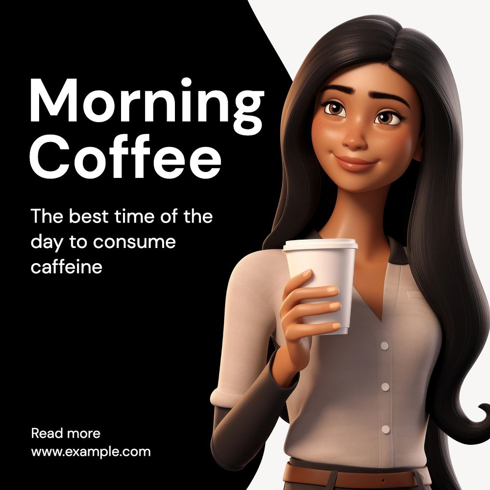 Morning coffee Instagram post template, editable text