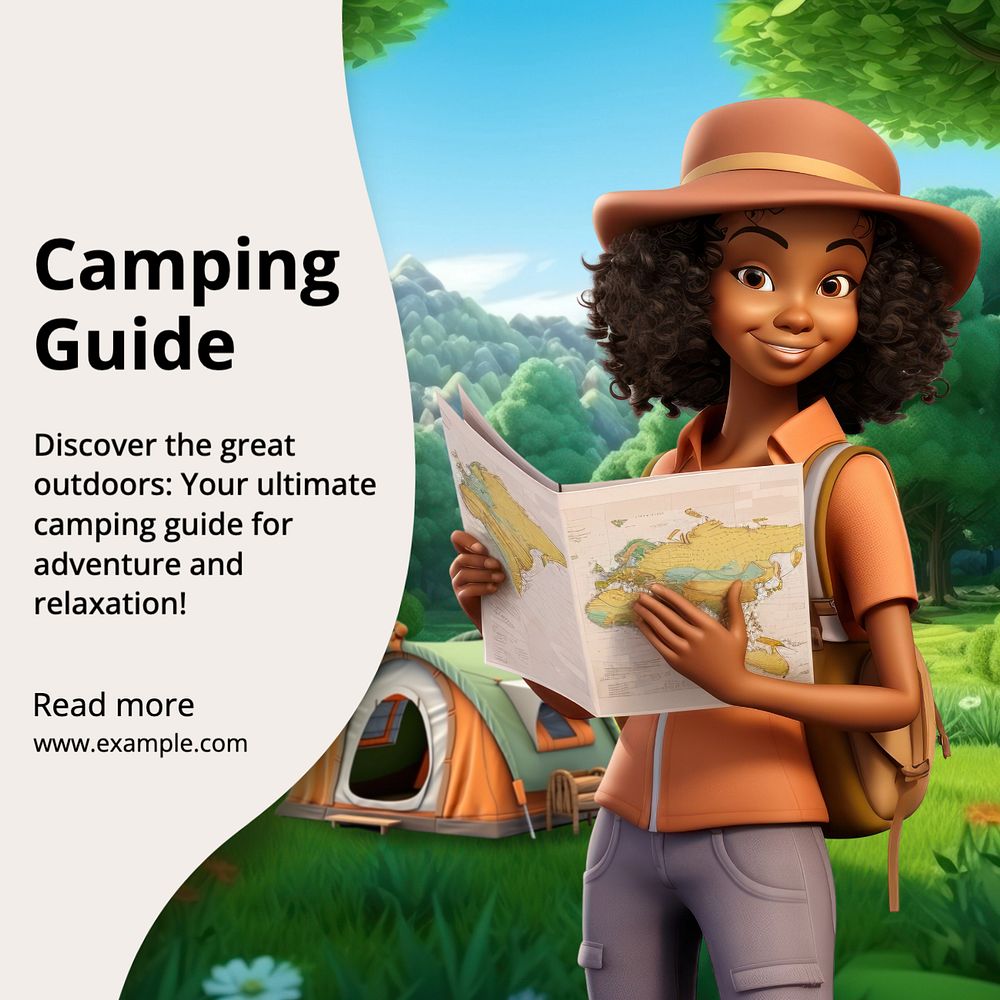 Camping guide Instagram post template, editable text