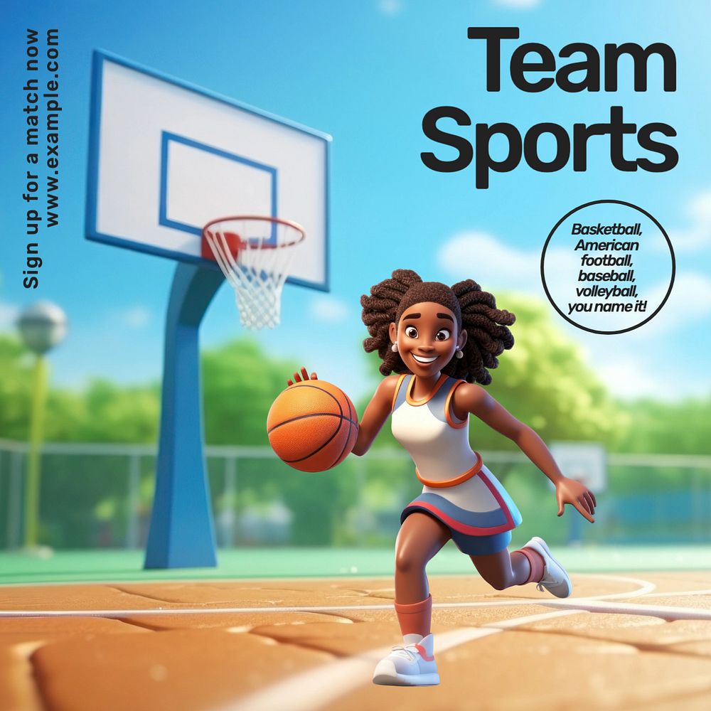 Team sports competition Instagram post template, editable text