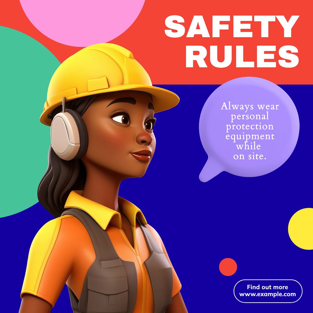 Safety rules Instagram post template, editable text