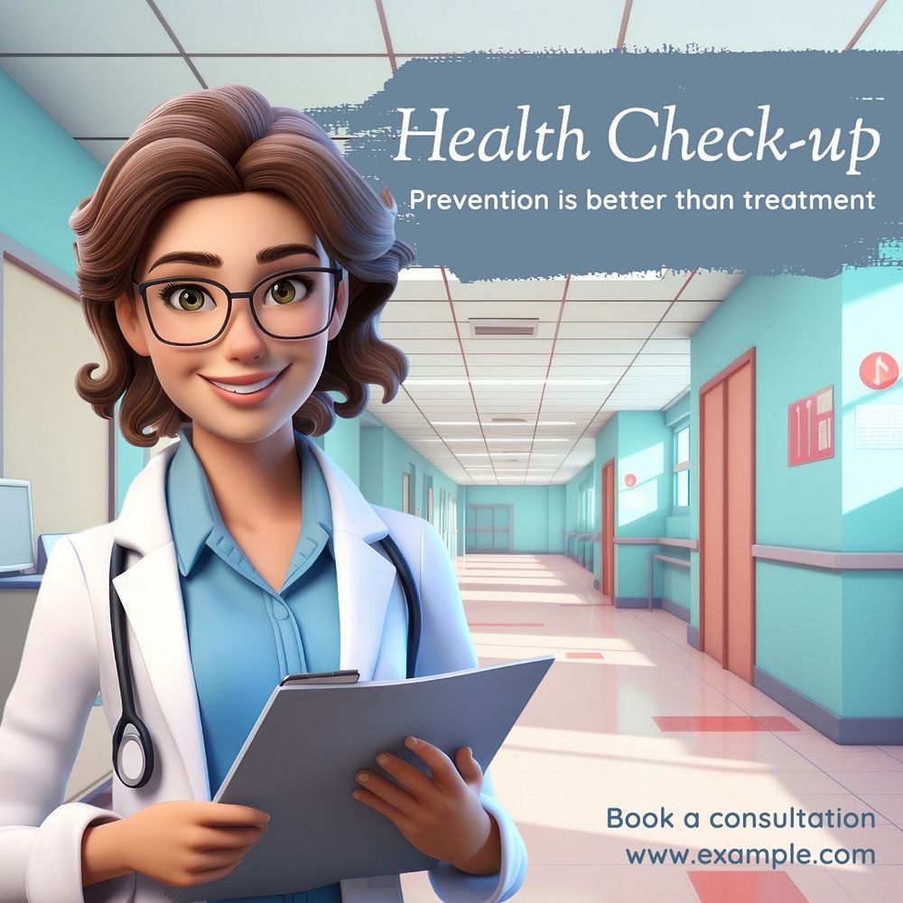 Health check-up Instagram post template, editable text