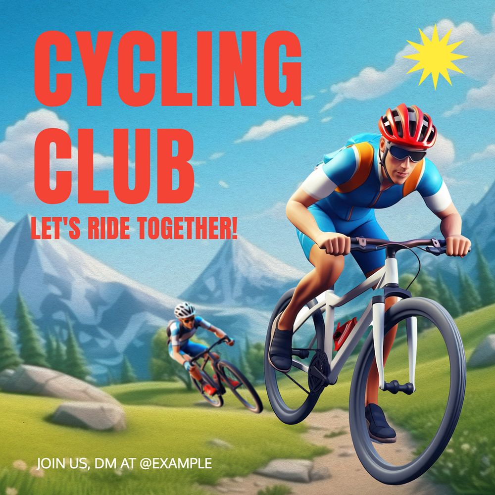 Cycling club Instagram post template, editable text