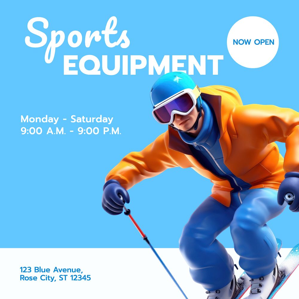 Sports equipment Instagram post template, editable text