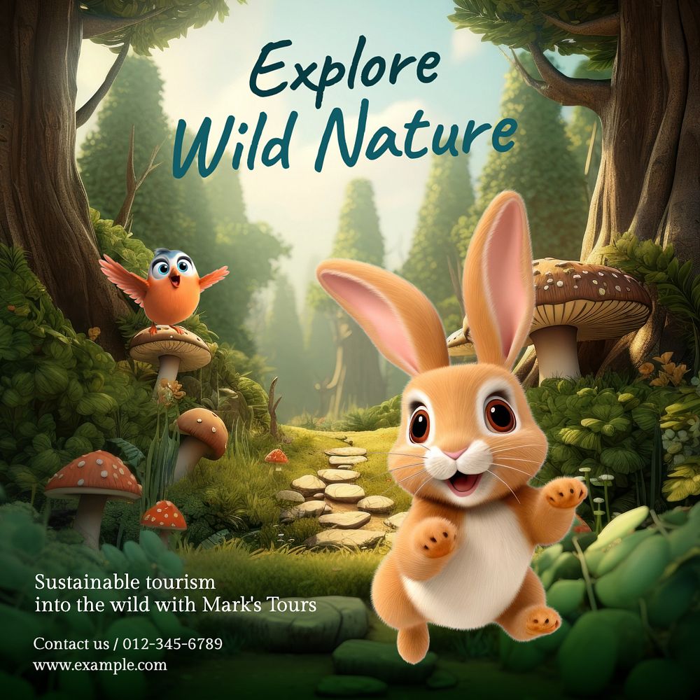 Explore wild nature Instagram post template, editable text