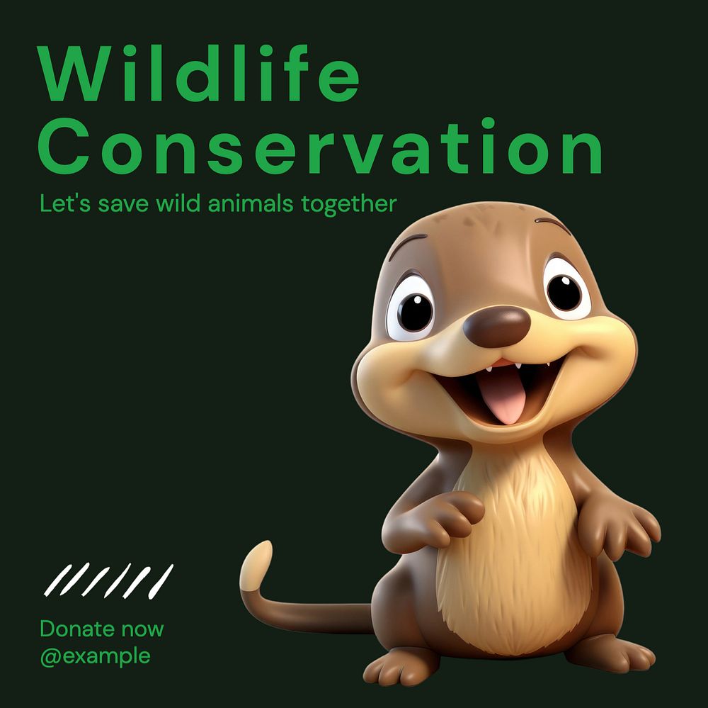 Wildlife conservation Instagram post template, editable text