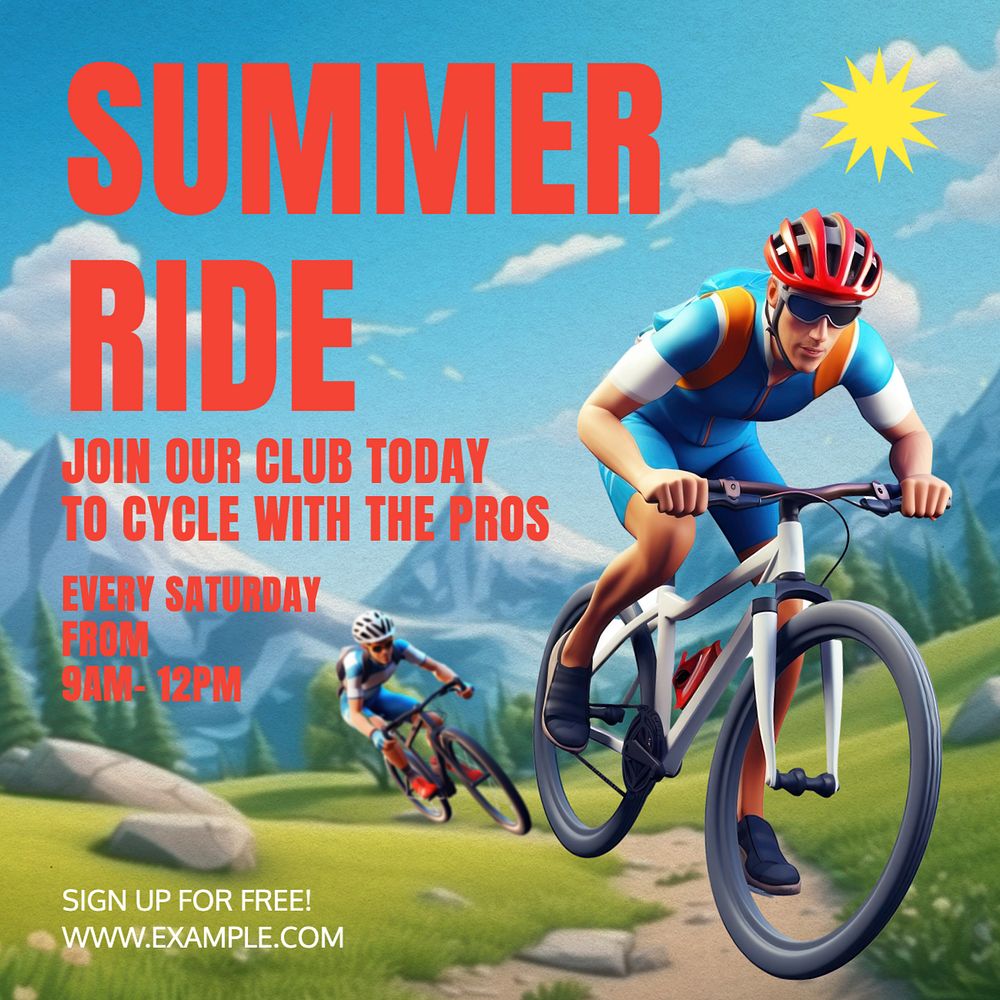 Summer ride Instagram post template, editable text