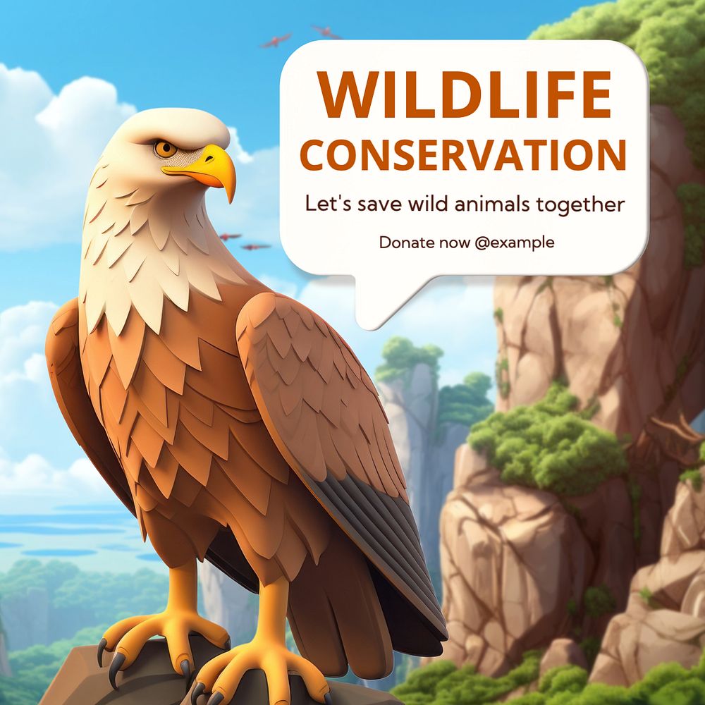 Wildlife conservation Instagram post template, editable text