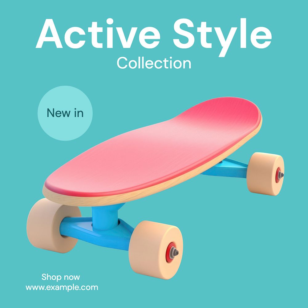 Active style, fashion Instagram post template, editable text