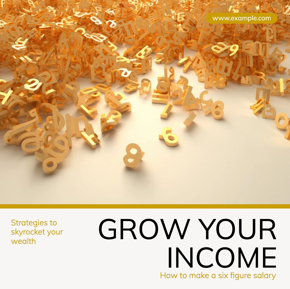 Grow your income Instagram post template, editable text