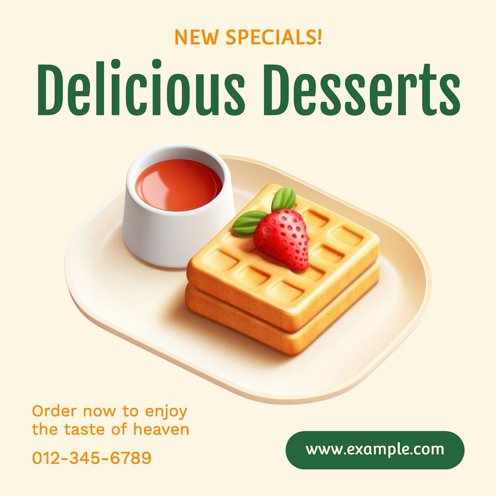 Delicious dessert Instagram post template, editable text