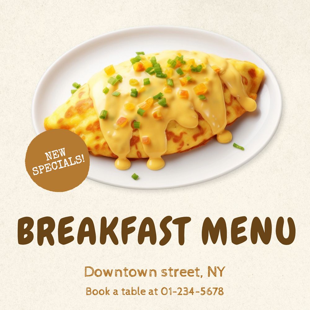 Breakfast menu Instagram post template, editable text