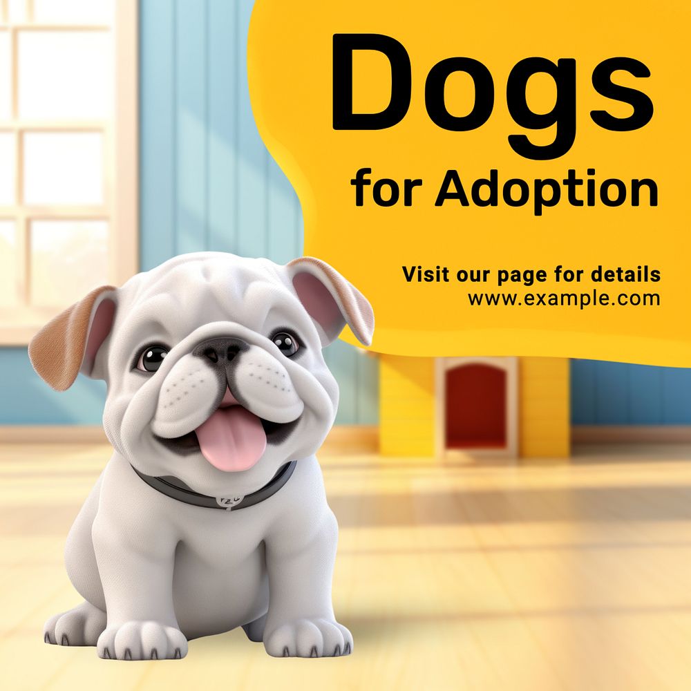 Dog adoption Instagram post template, editable text