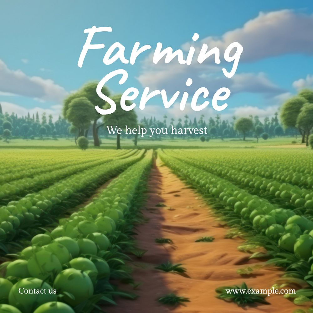 Farming service Instagram post template, editable text